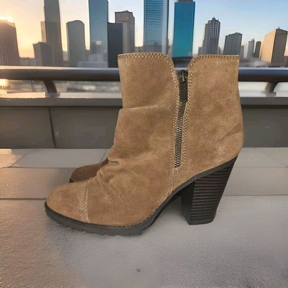 White Mountain Shoes - New! White Mountain Taft Suede Zip Up Ankle Boot Brown Size 9